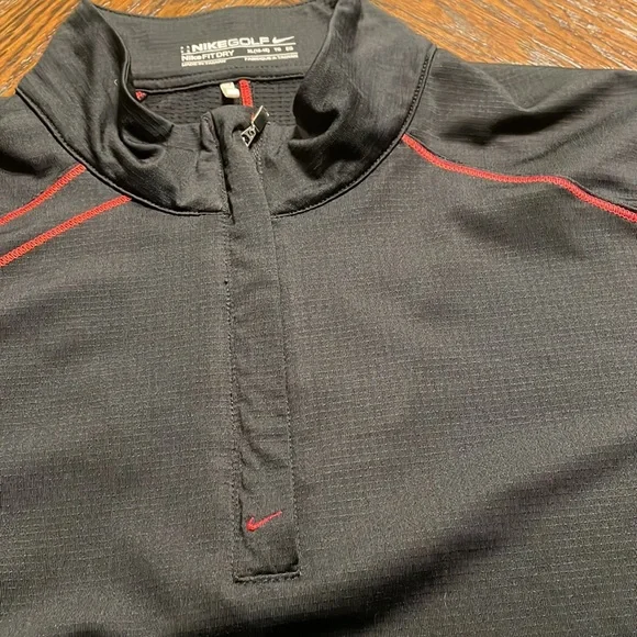 NIKE Women's Athletic Dri Fit Shirt | Black & Pink & White 1/4 Zip | Size XLarge - Picture 2 of 7